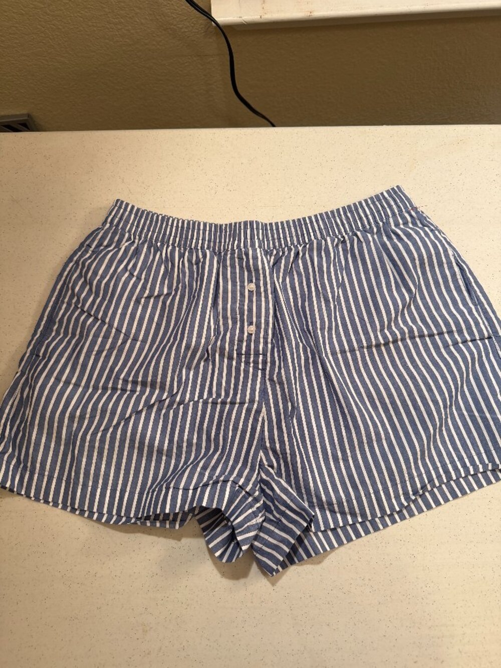 H&M Woman's Blue & White Striped Boxer Shorts